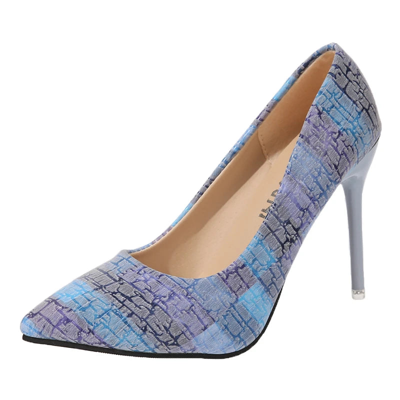 Parker pointu à talons aiguilles pour femmes, chaussures à talons super hauts pour femmes, motif à carreaux brodé, mode sexy, grande taille 42