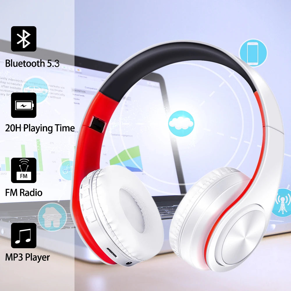 Casque Bluetooth  sans fil Stéréo Pliable Sport Écouteur Microphone Casque Lecteur MP3 mains libres