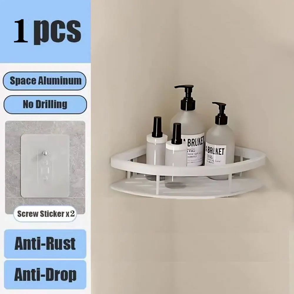 HOShelf-Rangement de toilette mural en aluminium T1, sans perceuse, bouteille de shampoing, coin de douche, accessoires de cuisine