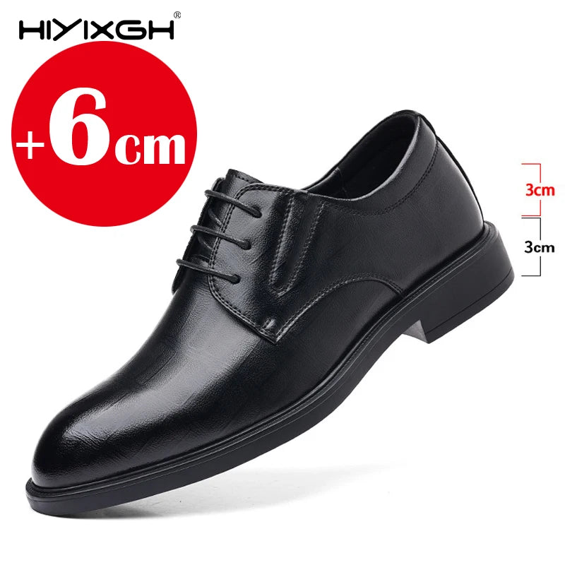 3/6/8 CM chaussures d'ascenseur hommes chaussures habillées noir en cuir souple hommes rehausser chaussures formelles décontracté hommes d'affaires Oxfords costume