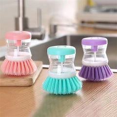 Brosse de lavage de Pot à ajout de liquide, type presse, ajout automatique de liquide, brosse de lavage de vaisselle, brosse de Pot de nettoyage ménager, brosse de poêle