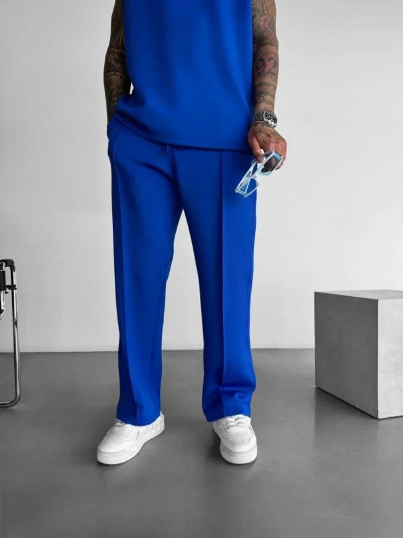 Nouveaux pantalons décontractés pour hommes, pantalons de nettoyage de poche de couleur unie plissés à une ligne avec cordon de serrage à la taille élastique élégant et confortable