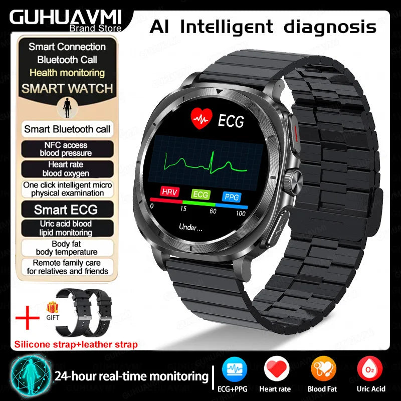 2025 nouveau pour Samsung Galaxy montre 7 acide urique pression artérielle oxygène sanguin analyse du corps montre intelligente ECG + PPG horloge Smartwatch hommes