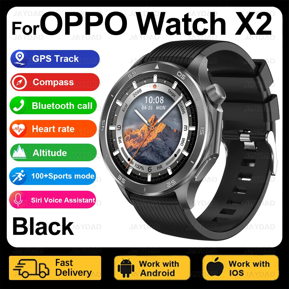 2025 nouveau pour montre OPPO X2 montre intelligente GPS sport piste fréquence cardiaque musique Bluetooth appel IP68 étanche AMOLED montre intelligente
