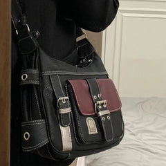 Sac à bandoulière vintage en cuir PU pour femme, grand sac à main Messenger, fourre-tout Hip Hop, haute qualité, Y2K, commpiedmont