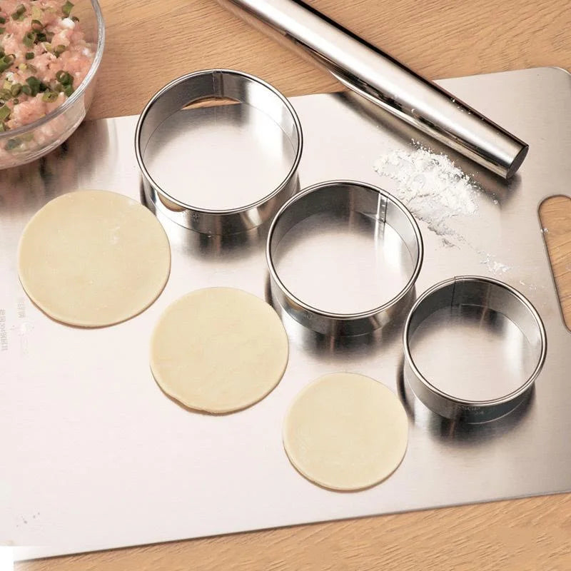 5pcs Round Biscuit Mold Stainless Steel Dumpling Skin Cutting Mould DIY Cake Pastry Baking Cutting Maker Tools Kitchen Gadgets