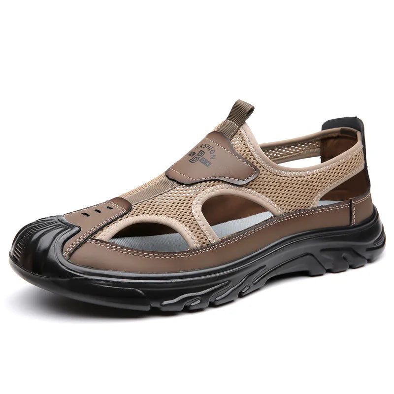 New Summer Sandals Breathable Men Shoes Mesh Outdoor Men Hollow Sandals Antiskid Beach Sandals Flats Footwear Zapatillas Hombre