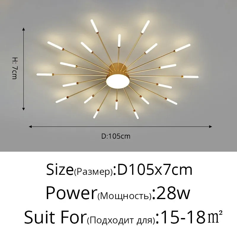 Modern LED Chandelier For Living Room Bedroom Home Roof Indoor Gold Metal Ceiling Lamp With Remote Control Lighting Lustre Decor