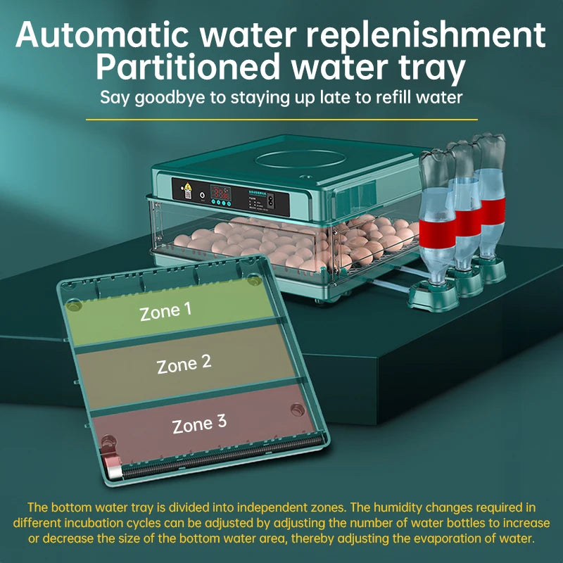Incubateur d'œufs de 9 à 48 œufs, avec rotation automatique des œufs et surveillance de l'humidité, incubateur de canard avec lit d'eau ionique automatique