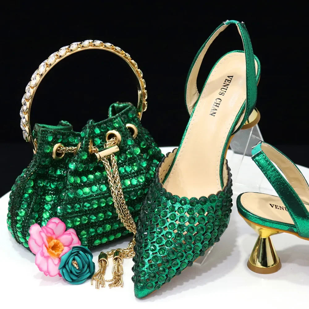 Venus Chan – escarpins à bout pointu pour femmes, chaussures et sacs italiens élégants, couleur vin, ensemble assorti, 2023