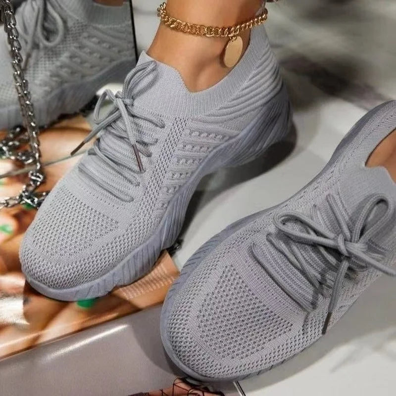 maille respirante femmes casual baskets lacets vulcanisés chaussures dames plate-forme baskets femmes chaussures plus taille zapatos de mujer