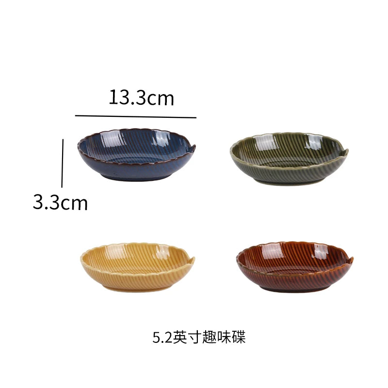 Shunxian – plats en céramique en forme de feuille, petits plats exquis haut de gamme, assiettes à collation créatives, assiettes de four artisanales en relief artistique