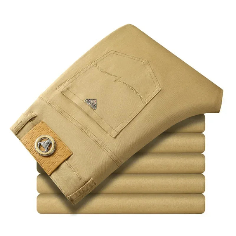 Jean extensible sept couleurs pour hommes, tendance, sauvage, Simple, 97% coton, haut de gamme, ajusté, petit pantalon droit décontracté pour hommes