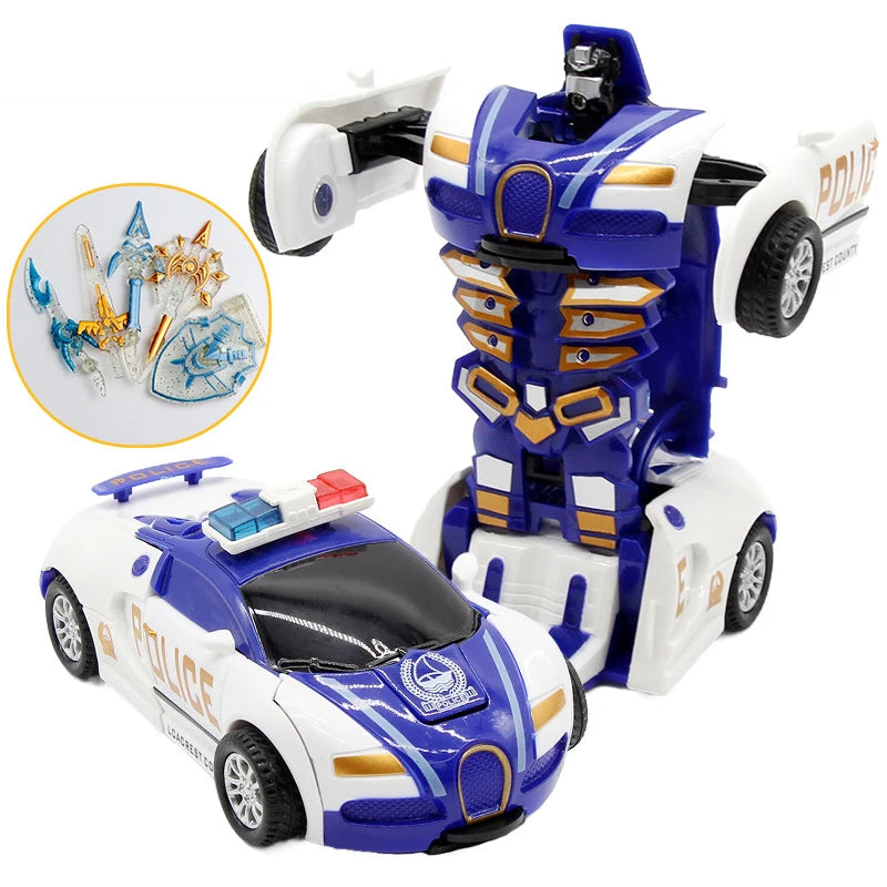 Voiture de déformation à une clé pour enfants, robot de transformation automatique, jouet moulé sous pression, mini modèle en plastique 2 en 1, cadeaux amusants pour garçons