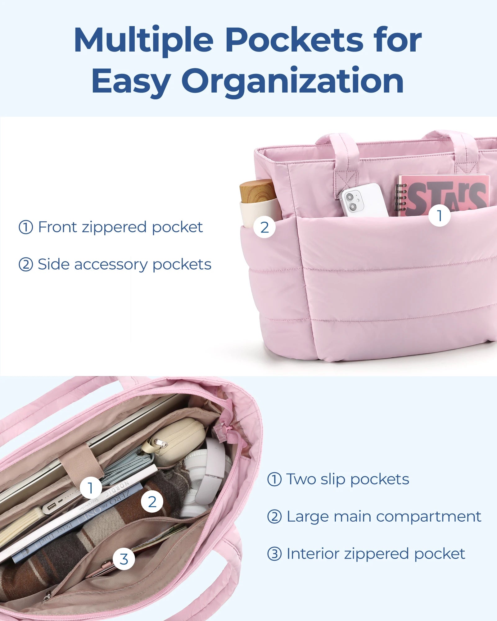 BAGSMART sac femme couleur unie sac fourre-tout trajet collège rembourré sac à bandoulière loisirs Simple femme sacs à main pour voyage