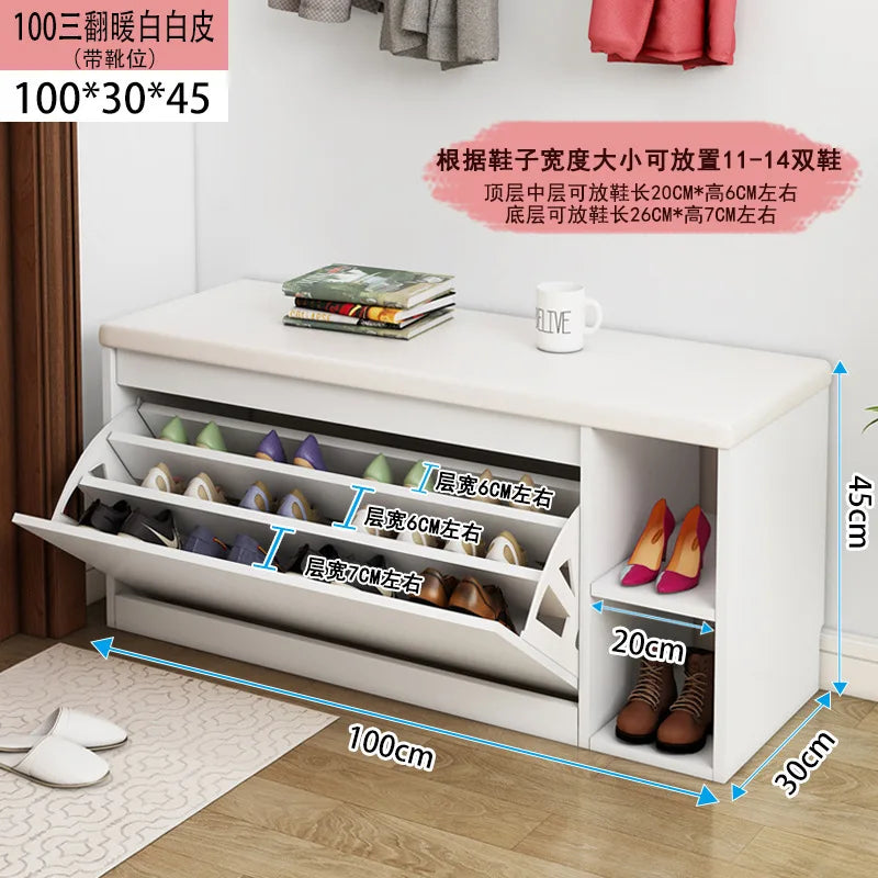 Porche entrée chaussure chaise rembourré salon maison rabat étagère à chaussures banc avec siège armoire à chaussures multicouche