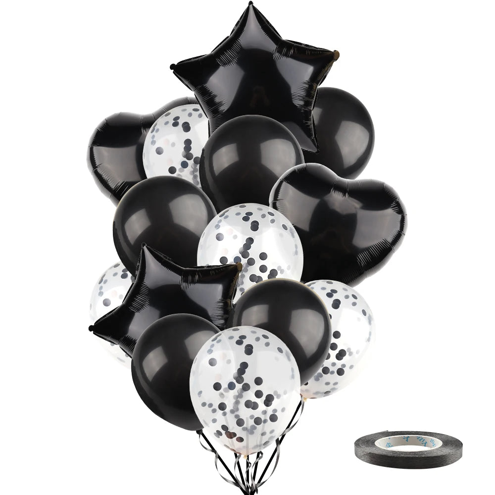 Ballons métalliques en forme d'étoile et de cœur, 14 pièces, ensemble de confettis or rouge bleu rose pour joyeux anniversaire, réception-cadeau pour bébé, mariage