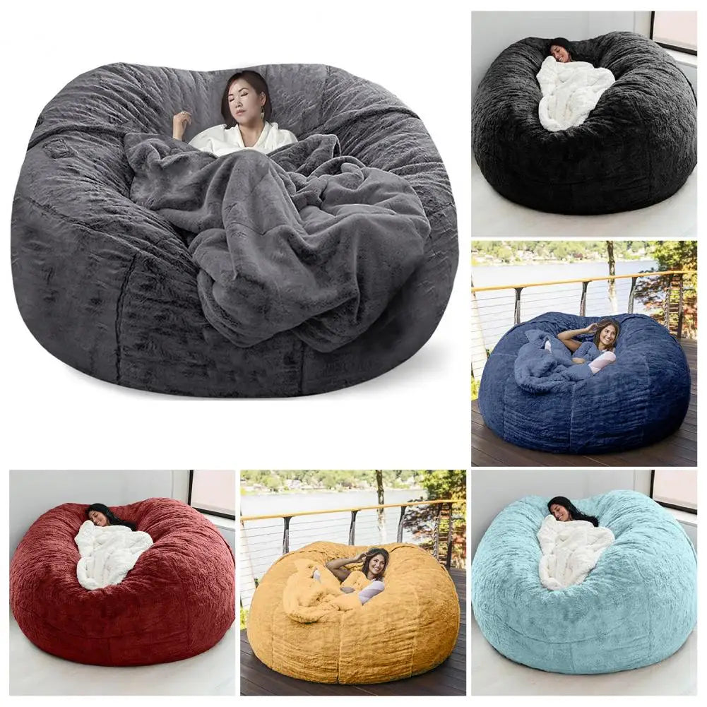 Pas de peluche gris pouf chaise géante pouf Pouf canapé-lit bouffée Futon chambre siège Tatami Relax salon meubles seulement sac étui