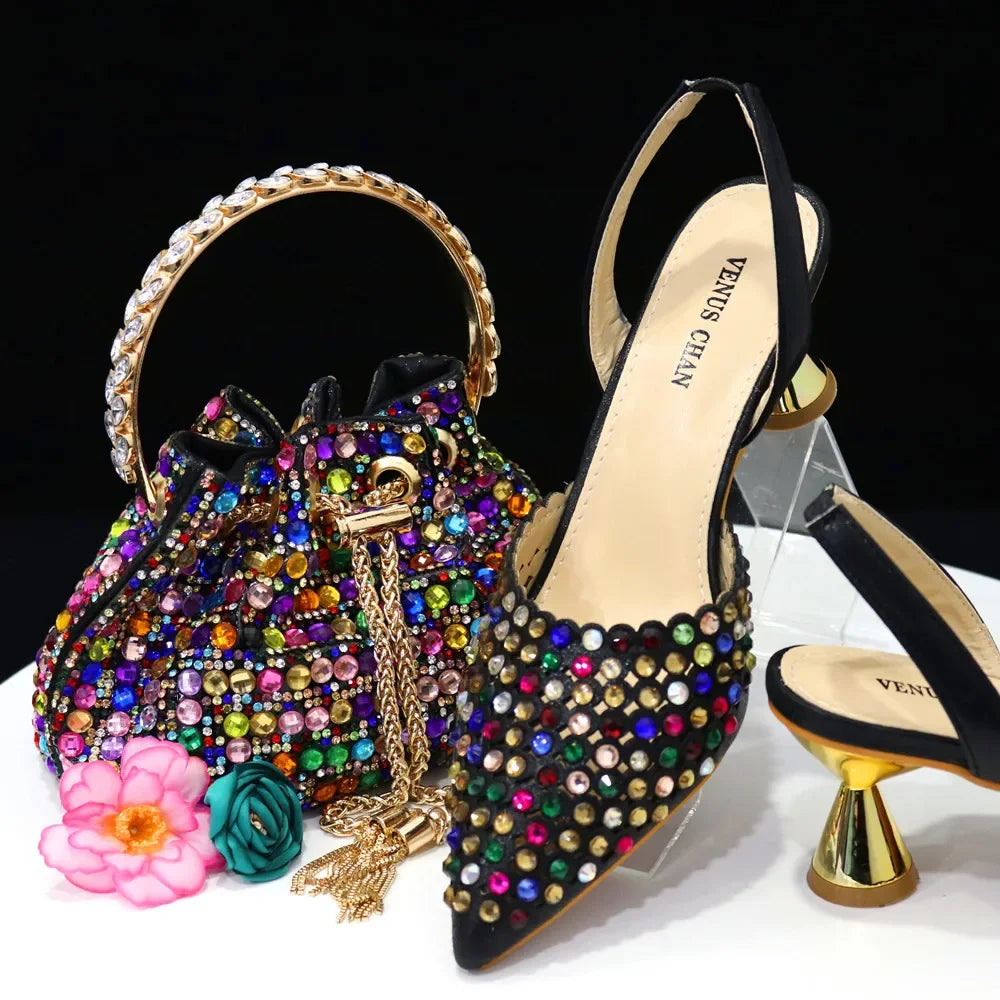 Venus Chan – escarpins à bout pointu pour femmes, chaussures et sacs italiens élégants, couleur vin, ensemble assorti, 2023