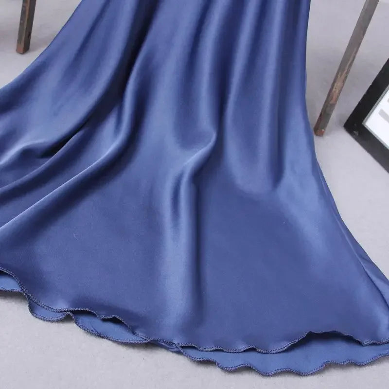 Robe de nuit en soie pour femmes, Sexy, bretelles avec nœud en dentelle, vêtements de nuit, Costumes, chemises de nuit en matériau doux