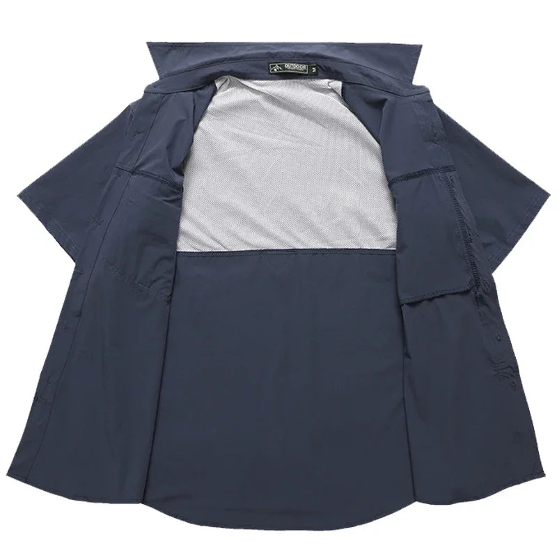 Chemise d'été à manches courtes pour hommes, chemise de travail tactique respirante, hauts d'extérieur décontractés, séchage rapide, multi-poches, chemises Cargo de Camping