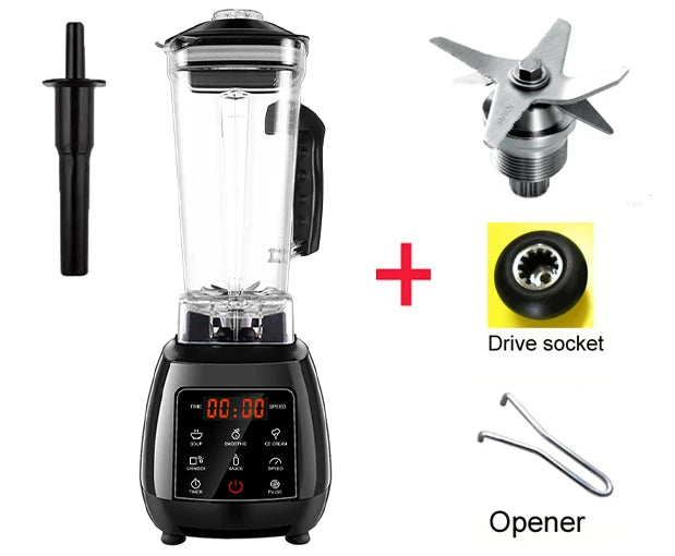 Mixeur digital professionnel 3HP sans BPA 2 LItres avec touche tactile, robot de cuisine blender, mélangeur et presse-agrumes très puissant pour faire de délicieux smoothies glacés aux fruits avec bouton sensitif