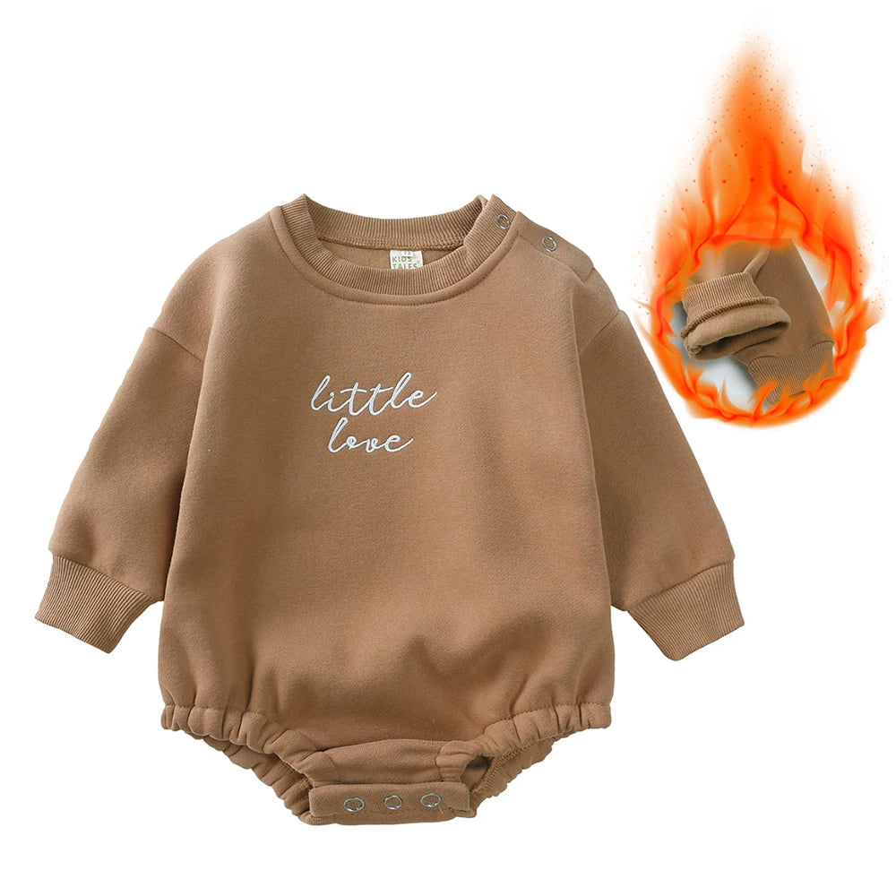 2025 hiver bébé barboteuse nouveau-né vêtements épaissir polaire pyjamas petit amour broderie infantile garçon fille Onesies enfant en bas âge combinaisons