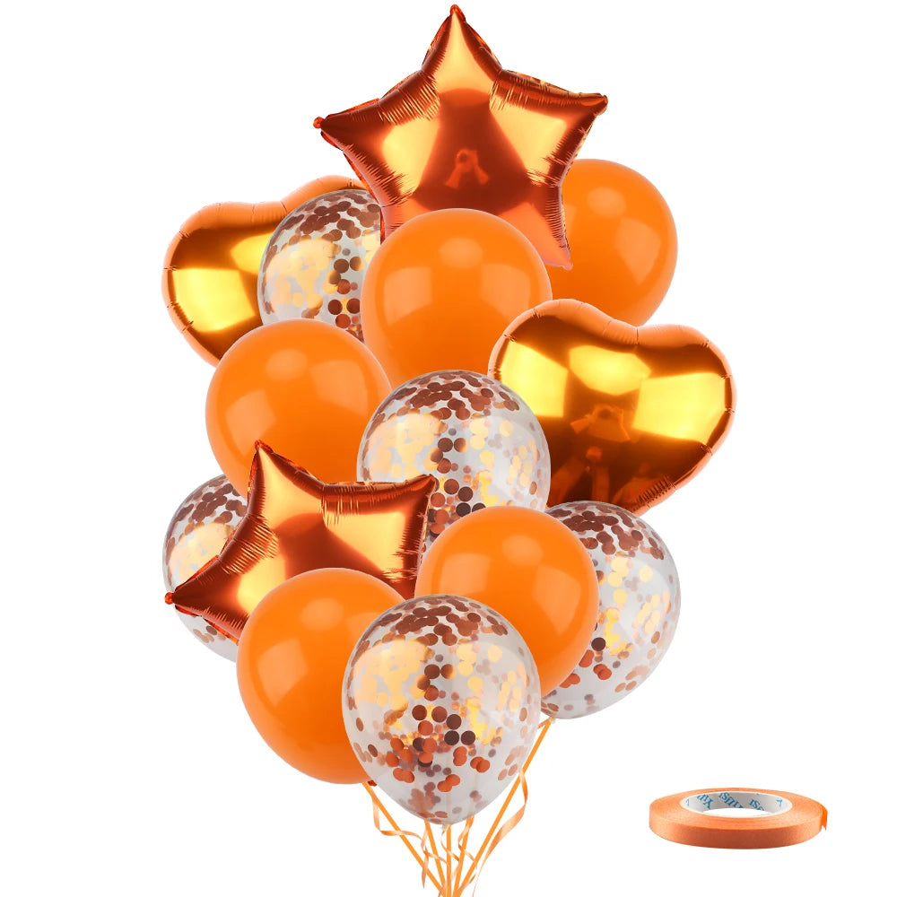 Ballons métalliques en forme d'étoile et de cœur, 14 pièces, ensemble de confettis or rouge bleu rose pour joyeux anniversaire, réception-cadeau pour bébé, mariage