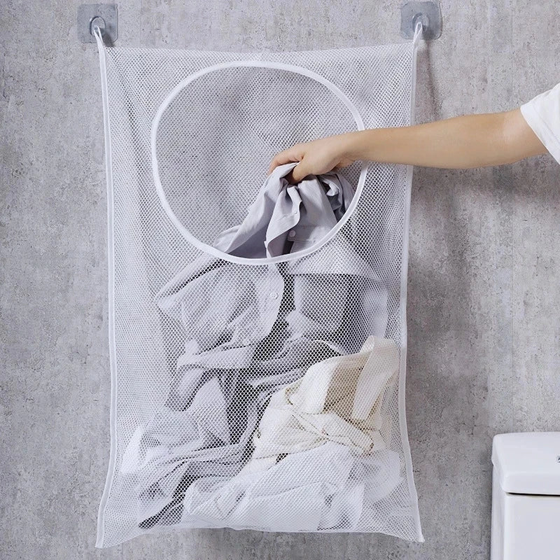 Sac de rangement pour vêtements sales, panier à cadre, seau pliable en maille pour linge, salle de bains, organisateur mural pour vêtements ménagers avec crochet