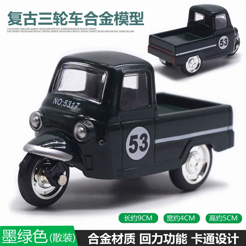 Mignon moulé sous pression en alliage métal voiture Bus moteur Tricycle moto Taxi modèle jouet enfants cadeau d'anniversaire