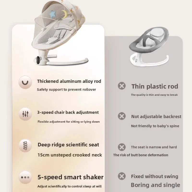 Balançoire pliable pour bébés, chaise à bascule électrique, lit à bascule, berceau électrique pour bébé, prendre bébé pour dormir, libérez vos mains