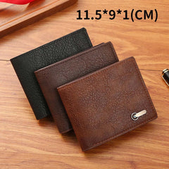 Porte-monnaie noir en cuir PU pour hommes, porte-cartes d'identité d'affaires pour hommes, fentes multiples, sacs d'argent décontractés, grande capacité, dollar
