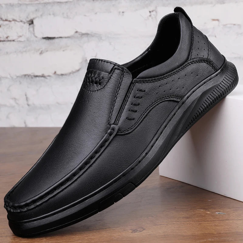 Mocassins en cuir faits à la main pour hommes, chaussures de conduite décontractées, baskets plates confortables et souples, haute qualité, luxe