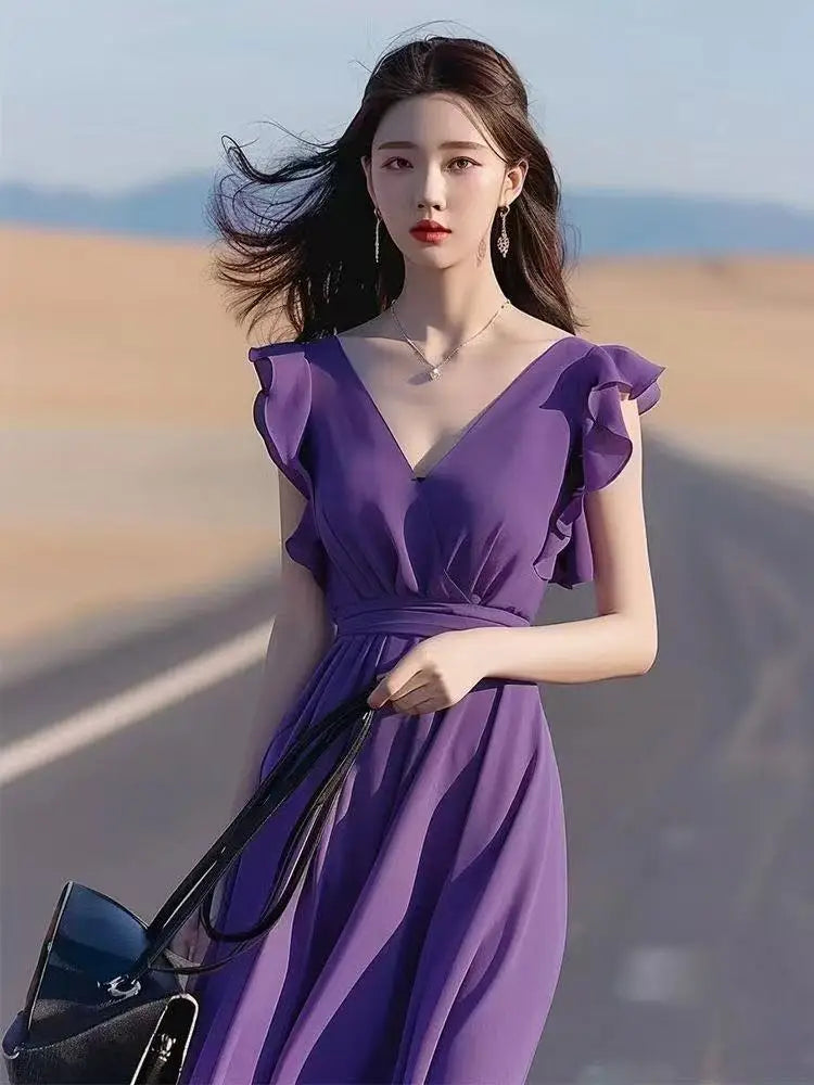 Haute qualité été élégant mode imprimé fleuri Robe femme demi manches décontracté à lacets Robe femmes Vintage Robe en mousseline de soie