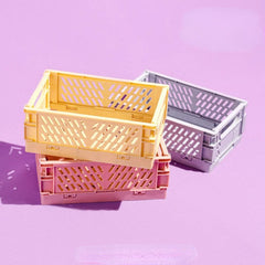 Caisse de rangement pliable en plastique, panier pliable, empilable, mignon, maquillage, bijoux, jouets, boîtes pour boîte de rangement, organisateur Portable