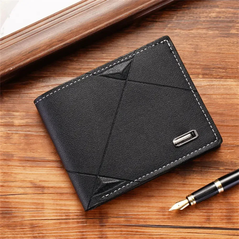 Men Purse Black Coin Wallet Male Business Id Cards Holder Pu Leather Multiple Slot Casual Large Capacity Dollar Coin Money Bags