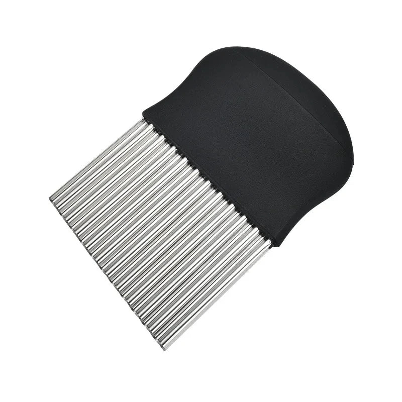 Trancheuse de pommes de terre en acier inoxydable, pâte, légumes, fruits, froissé, couteau de cuisine ondulé, hachoir, outils pour frites, Gadget