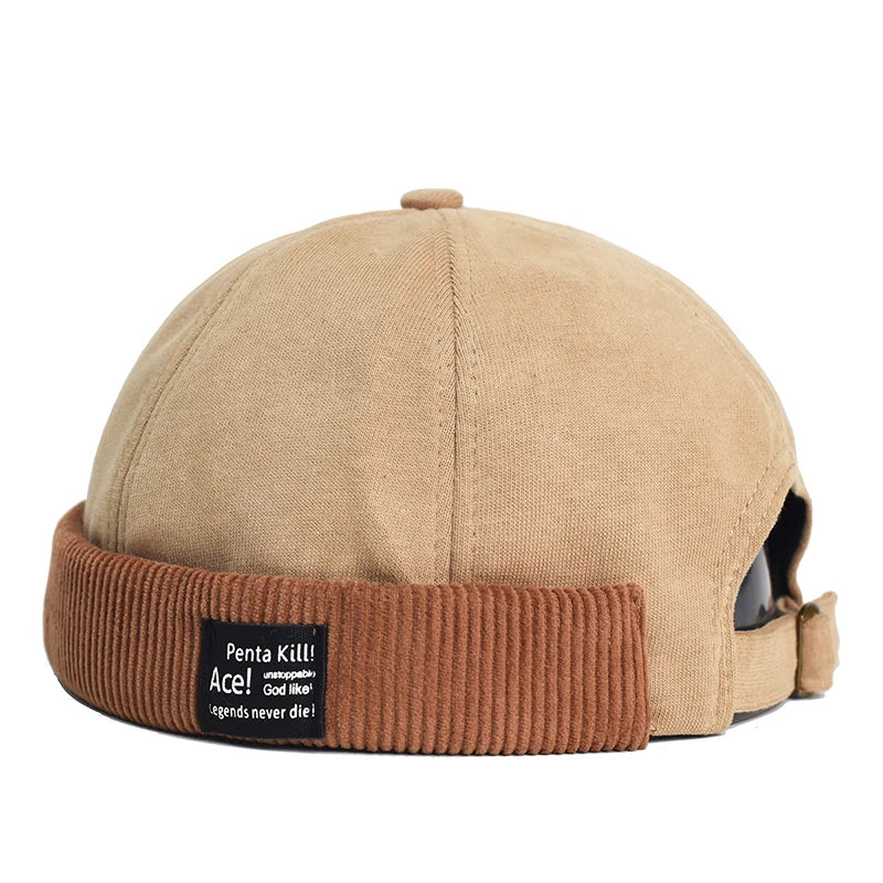 Bocca Beanie chapeau sans visière Docker chapeaux sans bords dôme velours côtelé pour hommes femmes Y2K Vintage rétro Streetwear hiver automne casquette