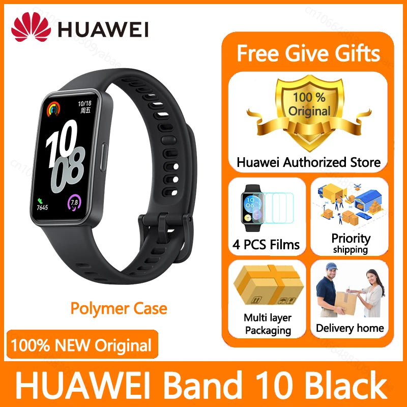 Montre connectée Huawei Band 10, originale, Compatible avec IOS et Android, suivi du sommeil, moniteur de santé, autonomie de 14 jours, nouvelle collection 2025