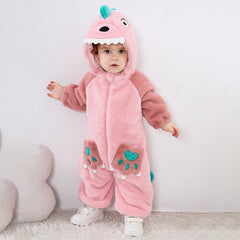 Joli dinosaure nouveau-né bébé fille vêtements body en peluche doux chaud enfant en bas âge combinaison Halloween enfant infantile pyjamas salopette fermeture éclair