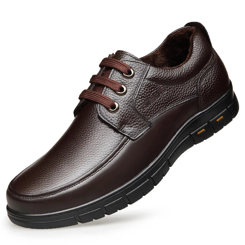 Offre spéciale hommes en cuir véritable chaussures décontractées semelle souple à lacets marque de luxe moyen-âge vieil homme papa mocassins légers chaussures