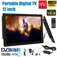 12 pouces Portable Mini télévision de voiture 1080P HDMI TV lecteur de télévision numérique DVB-T/T2 ISDB-T ATSC TV Portable numérique et analogique