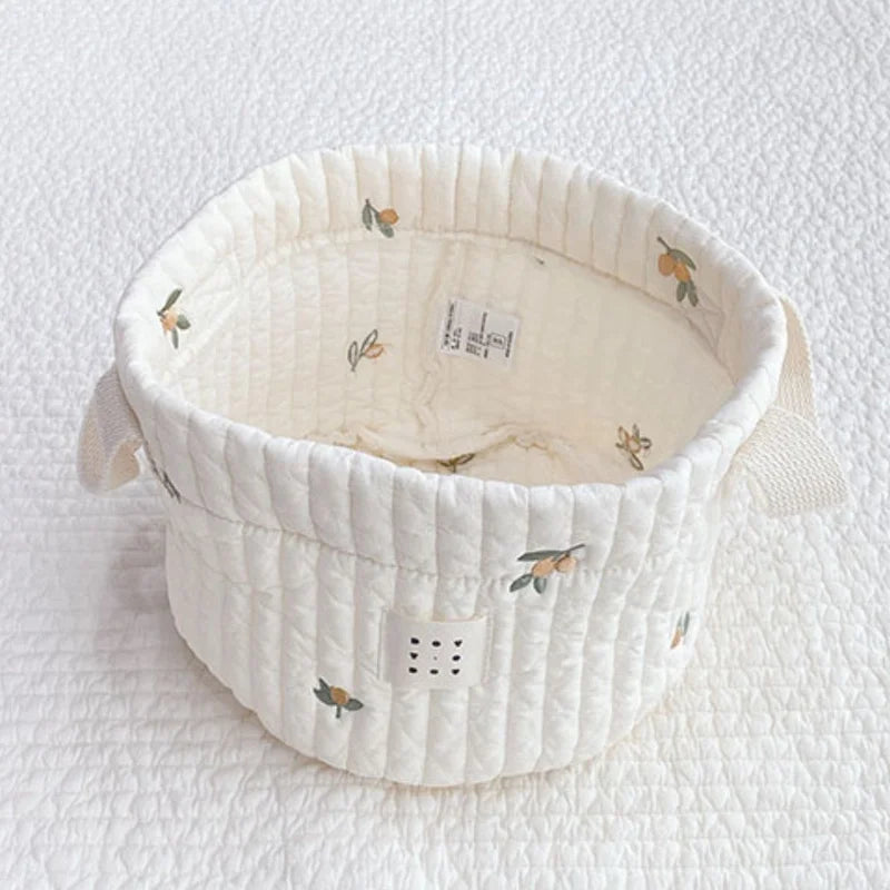 Sac d'organisation en coton Beige brodé pour couches de bébé, sac de rangement pour jouets, panier de rangement polyvalent pour berceau, 1 pièce