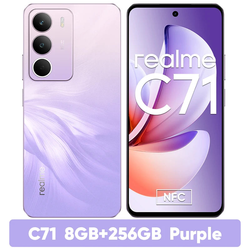 [Première mondiale] realme C71 Smartphone 6300mAh batterie 45W Charge 6.67 "120Hz affichage 50MP AI caméra UNISOC T7250 Chipset NFC