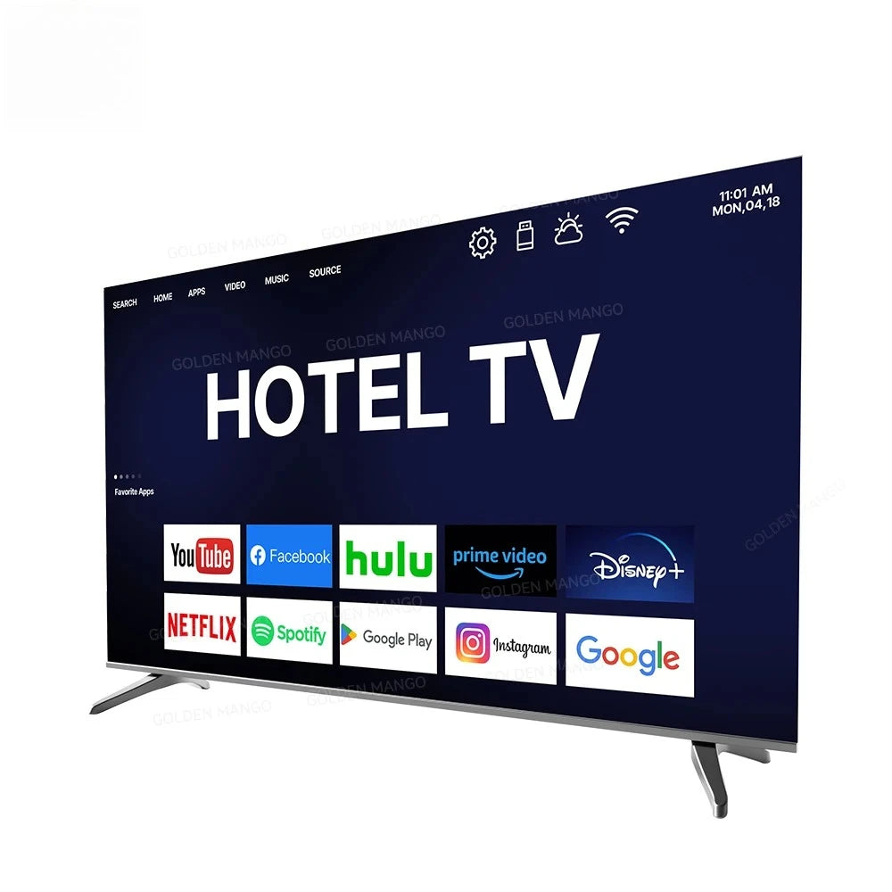 OEM 43/55/65/70 pouces Android Smart TV - 4K UHD FHD Google TV pour usage commercial d'hôtel, WiFi et HDMI