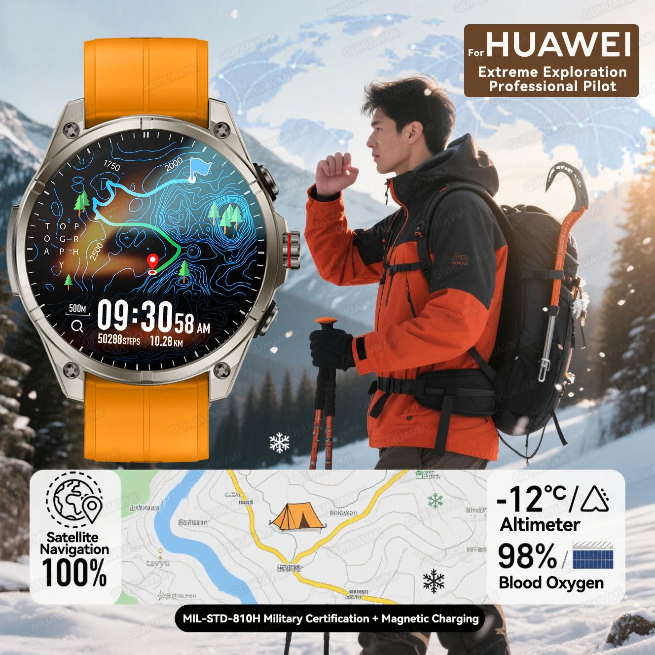 2025 nouvelles montres intelligentes GPS haut de gamme altimètre extérieur baromètre écran AMOLED boussole GPS intégrée sport militaire Smartwatch hommes
