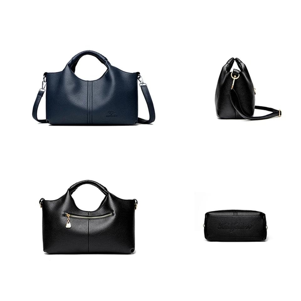 Sac à main en cuir souple de haute qualité pour femmes, fourre-tout de luxe, sac à bandoulière tendance pour les déplacements, portefeuille