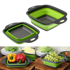 Panier égouttoir pliant en Silicone, 2 pièces, passoire pliable pour fruits et légumes, passoire de cuisine pour aliments, pâtes, ustensiles de cuisine, dispositif de vidange