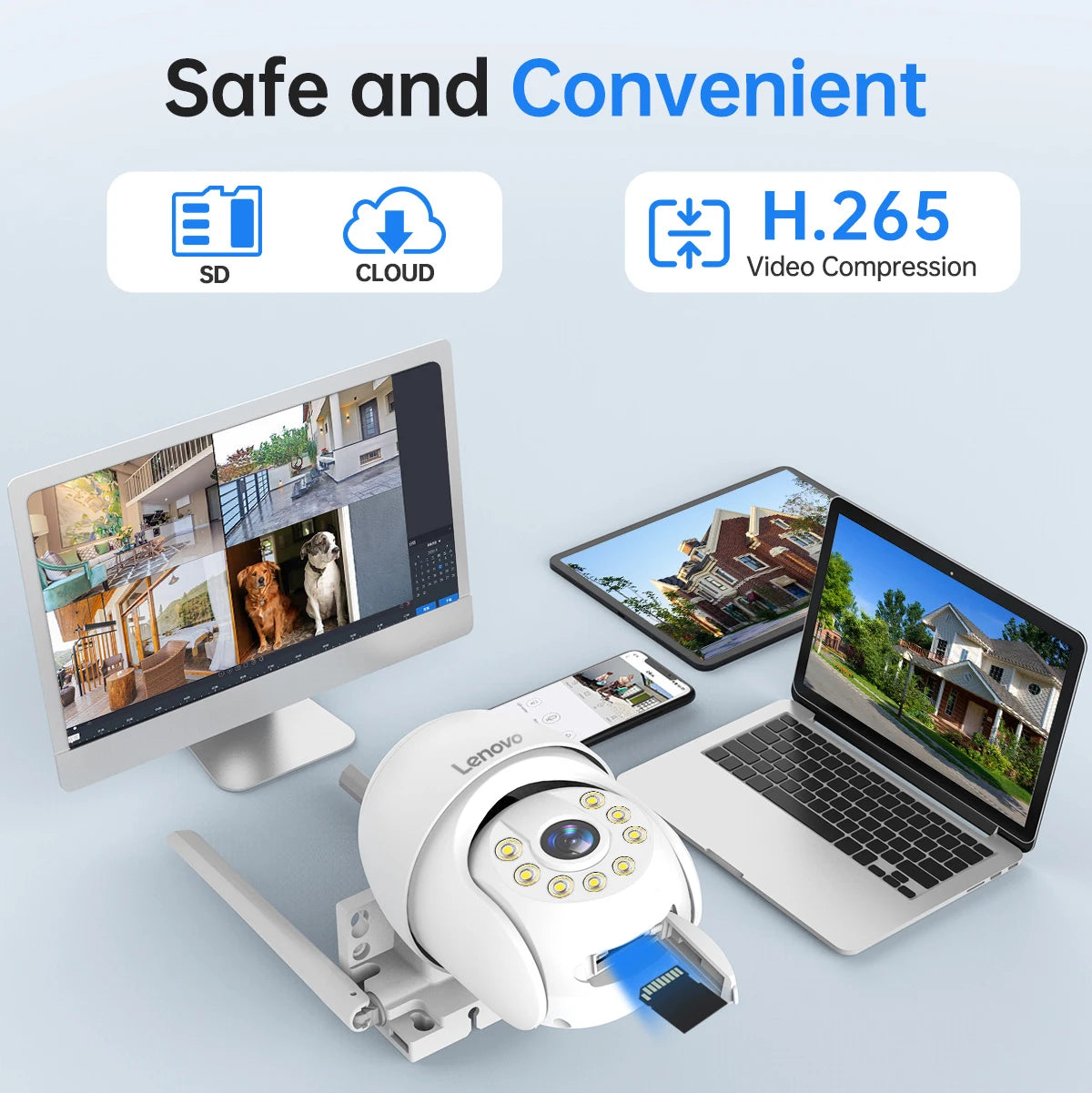 Lenovo 5MP caméra intelligente Wifi PTZ extérieure 5x Zoom numérique suivi automatique ONVIF CCTV caméra IP sécurité caméra de Surveillance vidéo