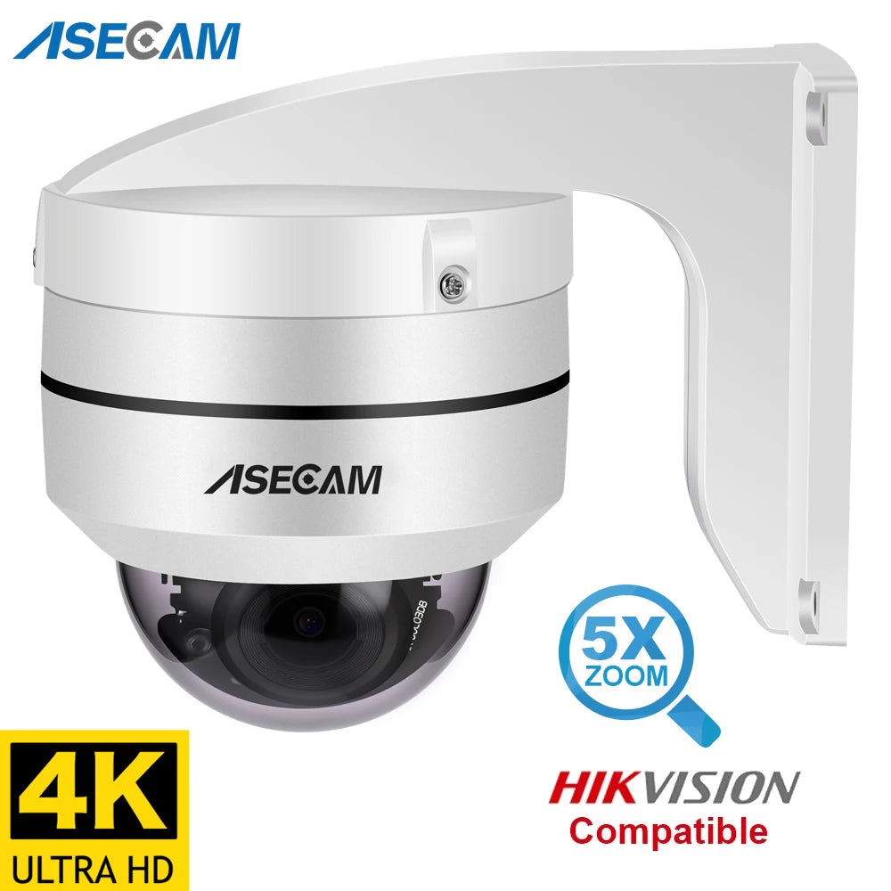 HIKVISION COMPATIBLE IP camera video surveillance 8MP 4K PTZ IK10 Anti-vandalisme DOME DOME ONVIF POE 5X OPTICAL ZOOM